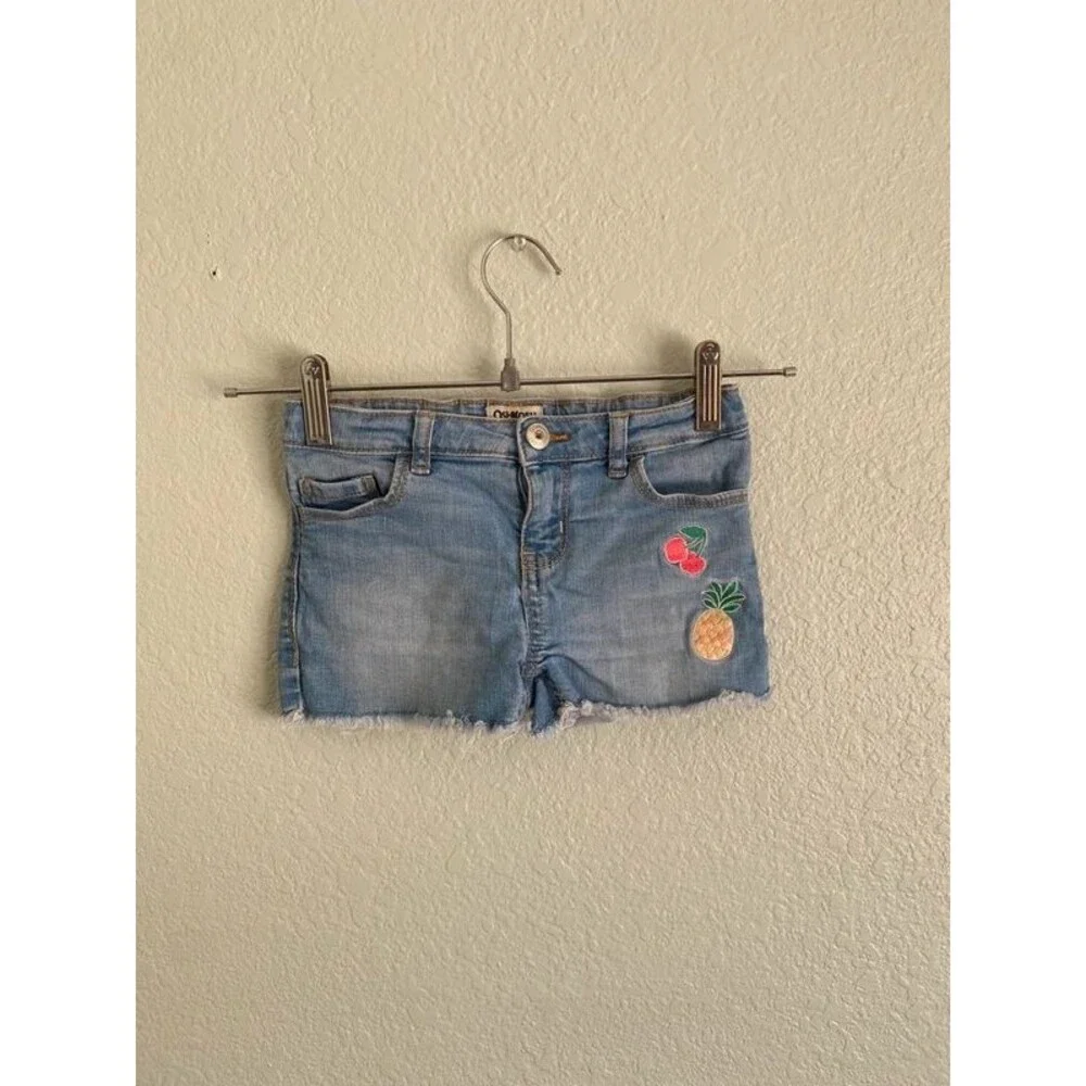 OshKosh B'gosh Embroidered Fruit Denim Shorts Size 5T